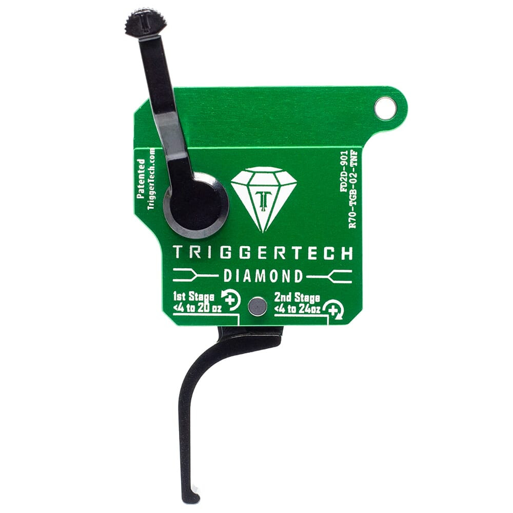 TriggerTech Rem 700 Clone RH Two Stage Blk/Grn Diamond Flat Clean .5-2.5 lbs Trigger R70-TGB-02-TNF