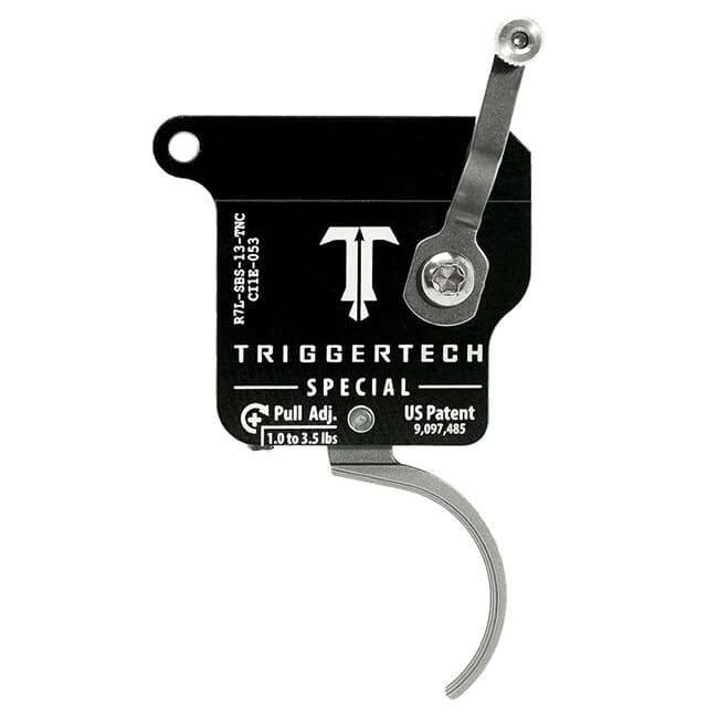 TriggerTech Rem 700 Clone LH Special Curved Clean Stainless/Black Single Stage 1-3.5lb Trigger No Bolt Release R7L-SBS-13-TNC