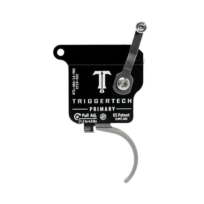 TriggerTech Rem 700 Factory LH Primary Curved Stainless/Black 1.5-4lb Trigger With Bolt Release R7L-SBS-14-TBC