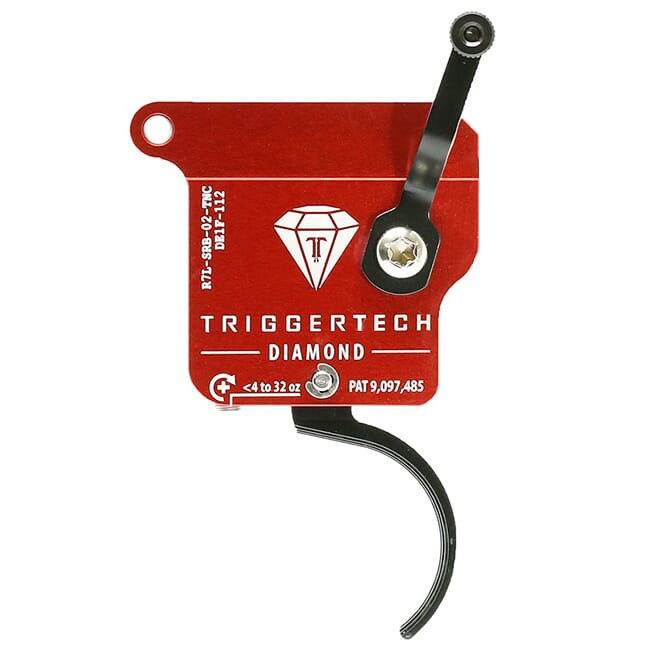 TriggerTech Rem 700 Clone LH Diamond Curved Clean Black/Red Single Stage 0.3-2lb Trigger No Bolt Release R7L-SRB-02-TNC