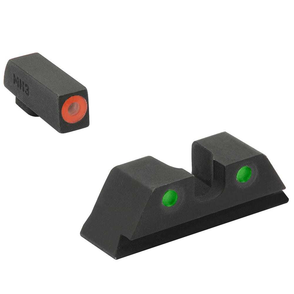 Meprolight USA Meprolight Hyper-Bright Glock Std Frame 9/357SIG/40/45GAP Orange Ring/Green Fixed Pistol Sight Set 402243131