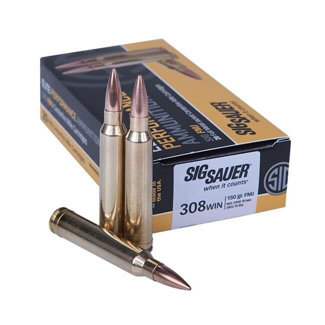 Sig Sauer Ammo .308 Win 150gr Elite Ball FMJ 20/Box E308B1-20