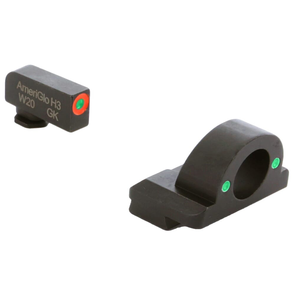 Ameriglo Ghost Ring Green Tritium w/Orange Outline Front, Green Tritium Rear Night Sight for Glock 20,21,29-32,36,40,41 GL-226