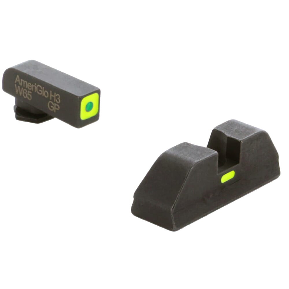 AmeriGlo CAP - Combative Application Pistol Sight Glk 17,19,22,23,24,26,27,33,34,35,37,38,39 Green/Green Green tritium front sight with lumi outline, rear sight has lumi horizontal line in center GL-614
