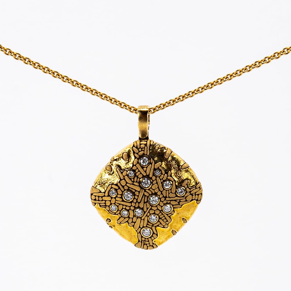 Alex Sepkus 18K and Diamond "Cushion" Pendant 15 Diamonds (0.31ct) with 18" 1.9mm CH-1.9 Cable Chain M-8219