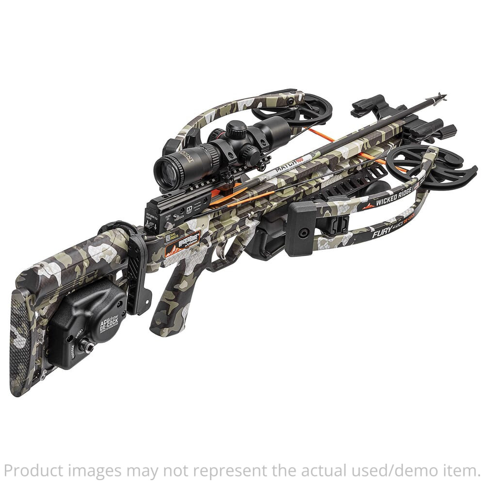 used/misc Wicked Ridge USED Fury 410 De-Cock Crossbow w/ACUdraw De-Cock & RangeMaster Scope, Peak XT WR22060-4518 - Excellent Condition - Frayed String UA5872 - $800.00 at Scopelist.com