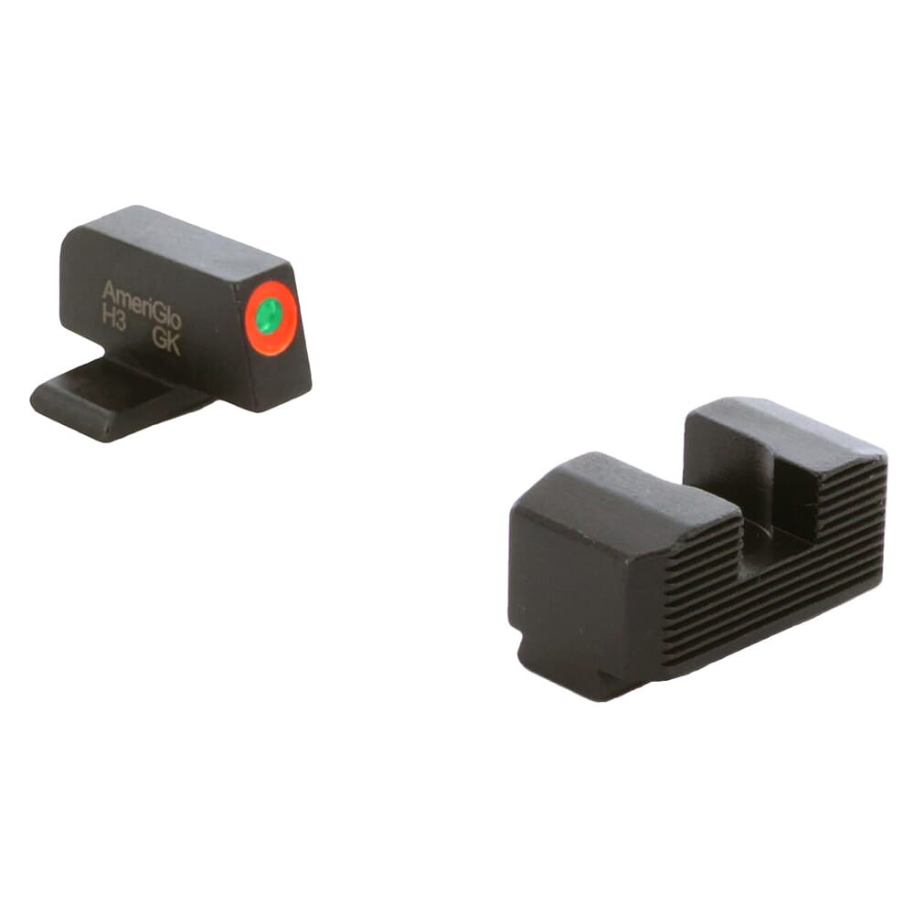 Ameriglo Protector Green Tritium w/Orange Outline Front, Black Serrated Rear Sight Set for Springfield Hellcat OSP SA-434