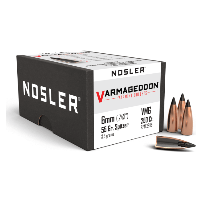 nosler Nosler Varmageddon VG - 6mm 55g FB Tipped (250ct) Bullets 28115 - $64.99 at Scopelist
