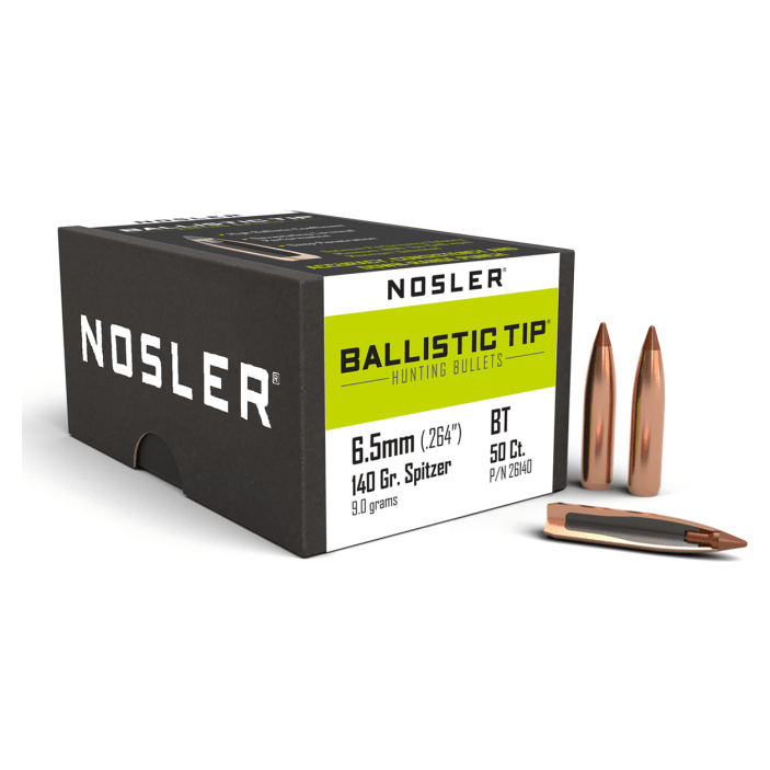 Nosler Ballistic Tip Boat Tail Bullets - 140 gr. - .264 dia. - Ballistic Tip Hunting