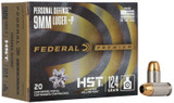 Federal Personal Defense HST 9mm Luger +P 124gr Jacketed Hollow Point 20 Round Box