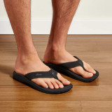 OluKai Men's 'Ohana Beach Sandals - Black/Dark Shadow