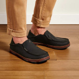 OluKai Men's Molo? Leather Slip On Shoes - Black/Toffee