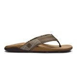 OluKai Men's Tuahine Waterproof Leather Sandals - Hunter/Golden Sand