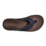 OluKai Men's Tuahine Waterproof Leather Sandals - Blue/Dark Wood