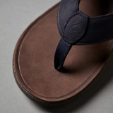 OluKai Men's Tuahine Waterproof Leather Sandals - Blue/Dark Wood