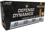 Fiocchi Defense Dynamics 45 Auto 200gr Jacketed Hollow Point 50 Round Box