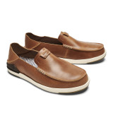 OluKai Men's Kakaha Leather Slip On Shoes - Fox