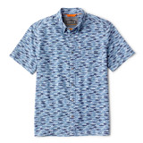 Orvis Men's Printed Tech Chambray Short Sleeve Shirt  - Dusty Blue