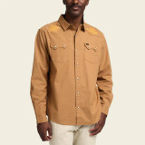 Howler Brothers Long Sleeve Crosscut Snapshirt Fawn : Deep Thoughts