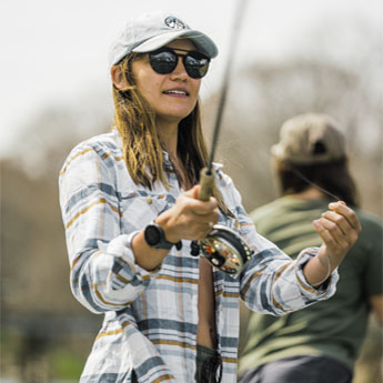 Fly fishing in the Duck Camp twill shirt