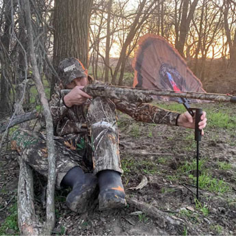 Mojo Outdoors Dove decoy set up in the field, gearing up for dove hunting season