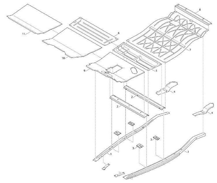 1930-31 Ford Roadster Subframe Assembly W/Stock Floors main image 1