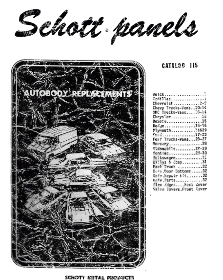 Schott Body Patch Panel Catalog 115 1940's thru 1980's Car and Truck