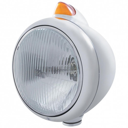 Chrome Guide 682-C Headlight H4 & Original Style LED Signal - Amber Lens
