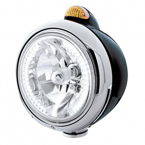 Black Guide 682-C Headlight H4 With White LED & Dual Mode LED Signal - Amber Lens