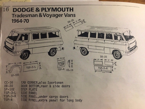 Dodge,Plymouth & Sportsman Side Panel Under Cargo Doors Right 1964-1970