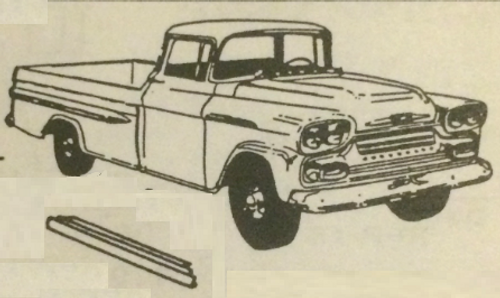 Chevy GMC Pickup Truck, Carryall, Rocker Panel Universal 1956-1959 Schott