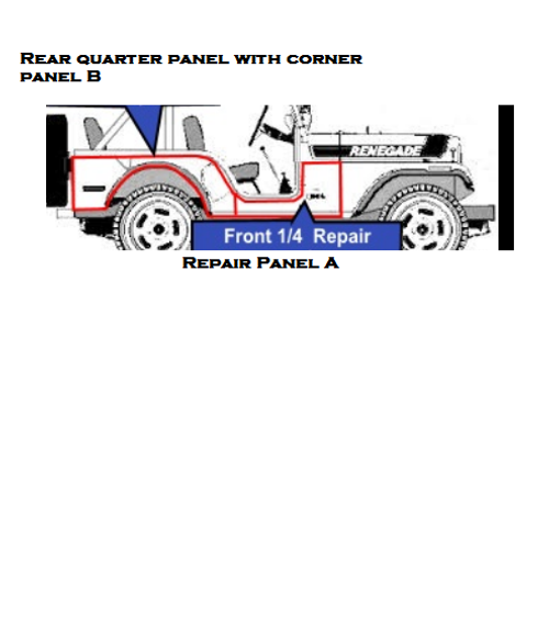Jeep CJ5 Rear Quarter Panel w/Corner Panel Driver Side Left 1953-1971