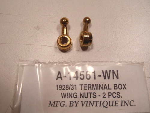 Ford Model A Brass Terminal Box Wing Nuts - 2 Pieces 1928-1931