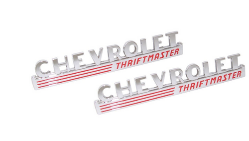 Chevrolet Chevy Truck Hood / Bonnet Side Emblem Thriftmaster 1947-Mid 1949 Set