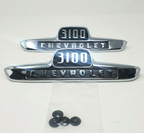 Chevrolet Chevy Hood Bonnet Side Emblem Set "3100" 1955 1st Series