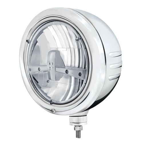 Stainless Classic Embossed Stripe Headlight Housing With 7" 5-LED Headlight