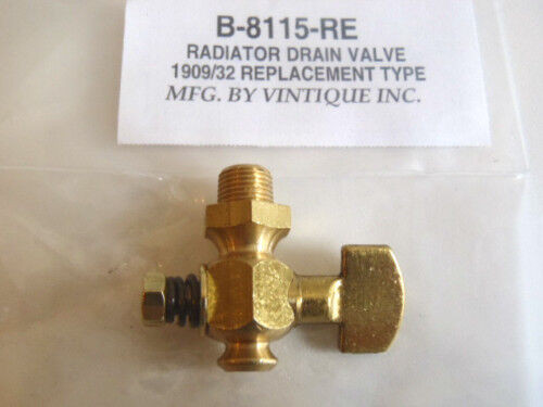 Ford Model T / A / V8 Solid Brass Radiator Drain Cock / Petcock Valve 1909-1932