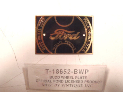 Ford Logo Budd Wheel Corp Brass ID Identification Plate VINTIQUE