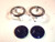 Blue GLASS Dots / Cat Eye With Chrome Rims (Use 15/16" Hole) -1 Pair