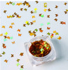 Nail Art Holographic Glitter Flakes Sparkly 3D Butterfly Shape - Gold 02