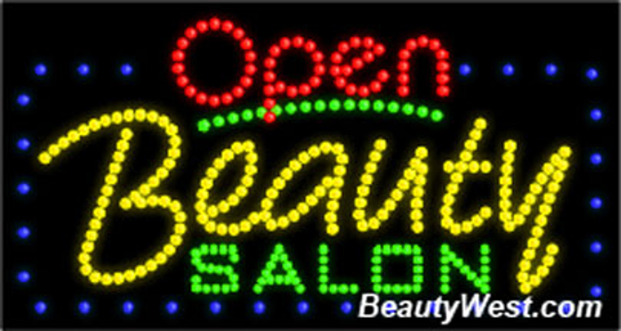Electric Animation & Flashing LED Sign with Open: Beauty Salon