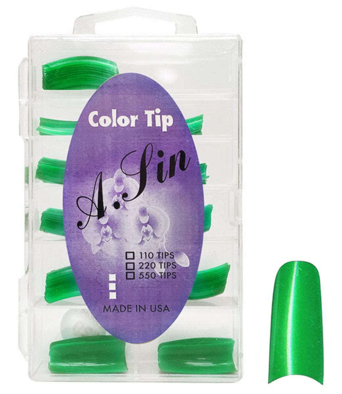 A. Sin Assorted Color Nail Tips Green - 110ct # 11