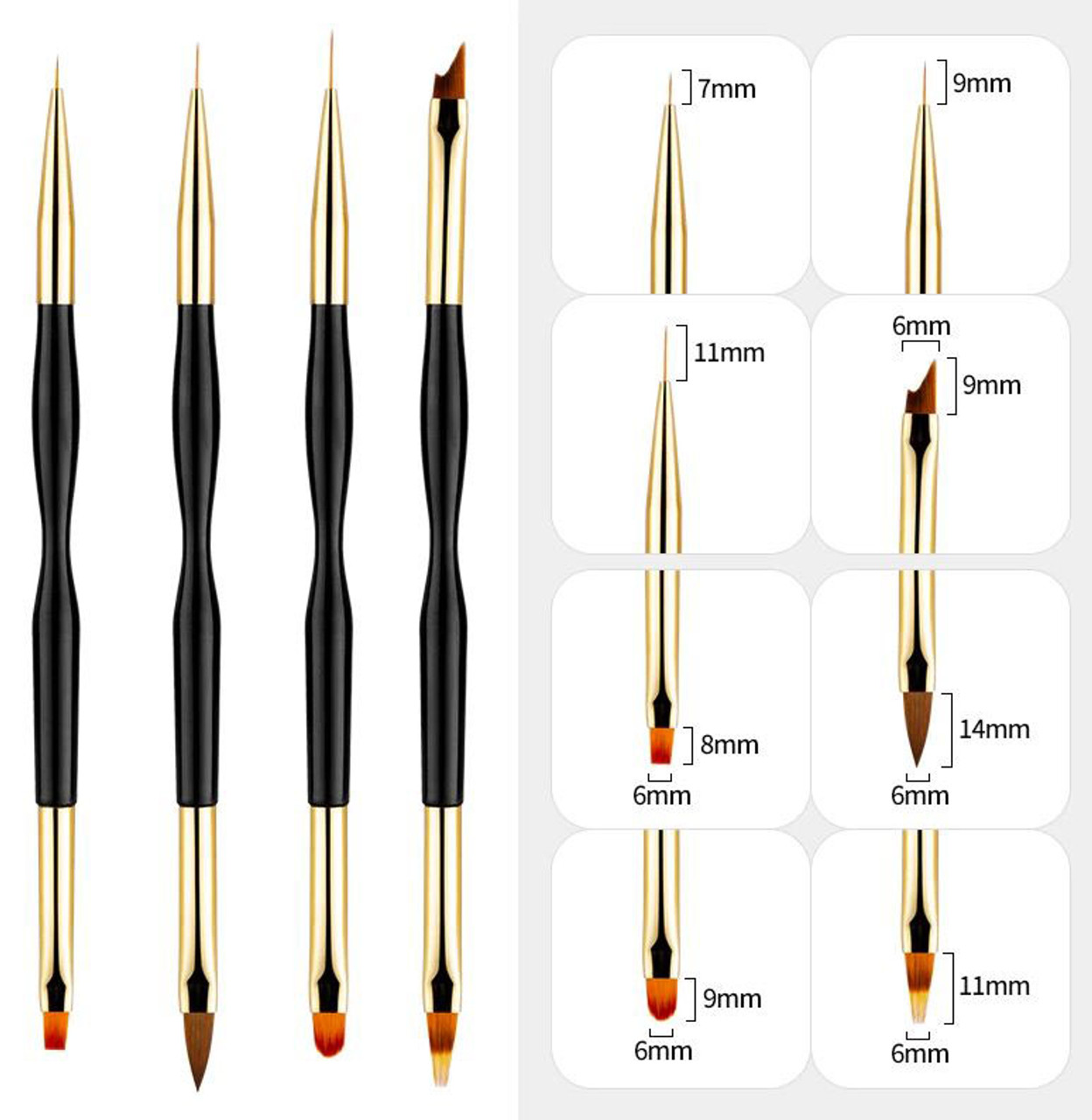 NDi beauty Nail Art Brush Pen Tips Line - 4 pcs