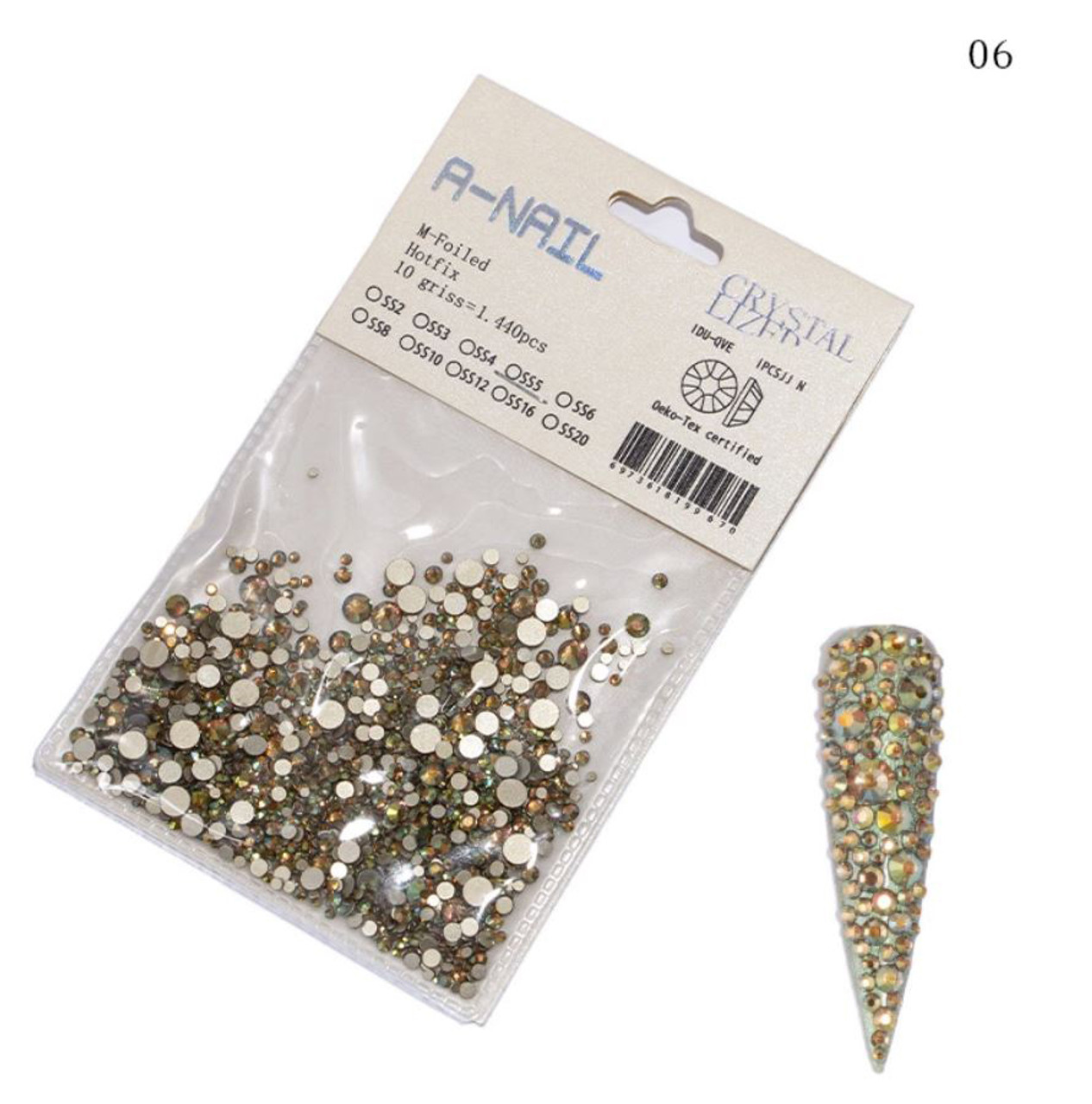 NDi beauty Crystallized HotFix Rhinestones FlatBack Mix Sizes AB Light Yellow - 1440 pcs