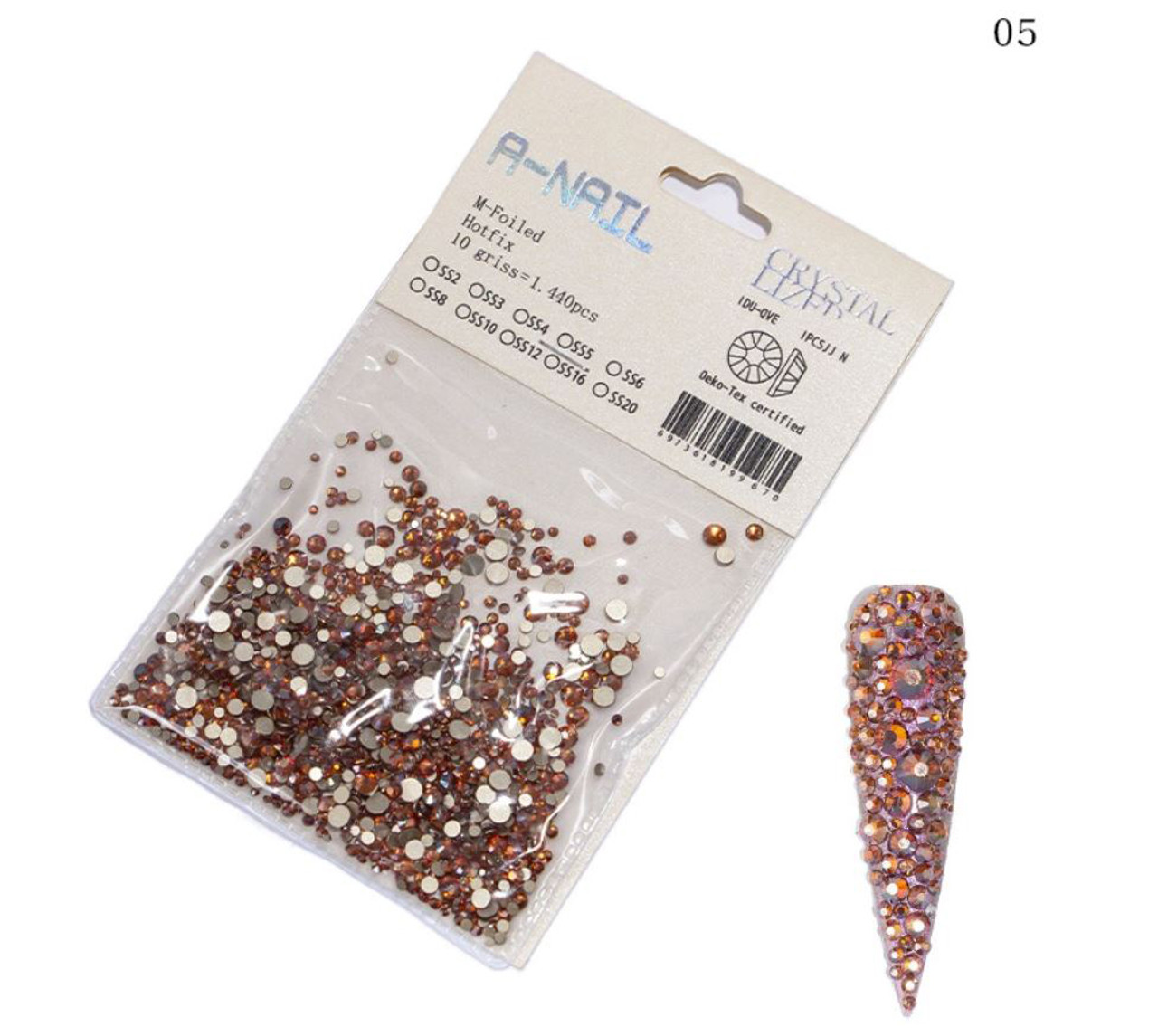 NDi beauty Crystallized HotFix Rhinestones FlatBack Mix Sizes AB Light Purple - 1440 pcs