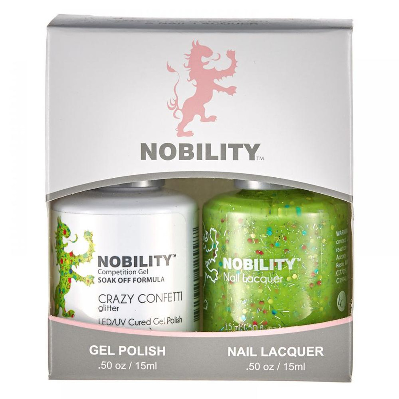 LeChat Nobility Gel Polish & Nail Lacquer Duo Set Crazy Confetti - .5 oz / 15 ml
