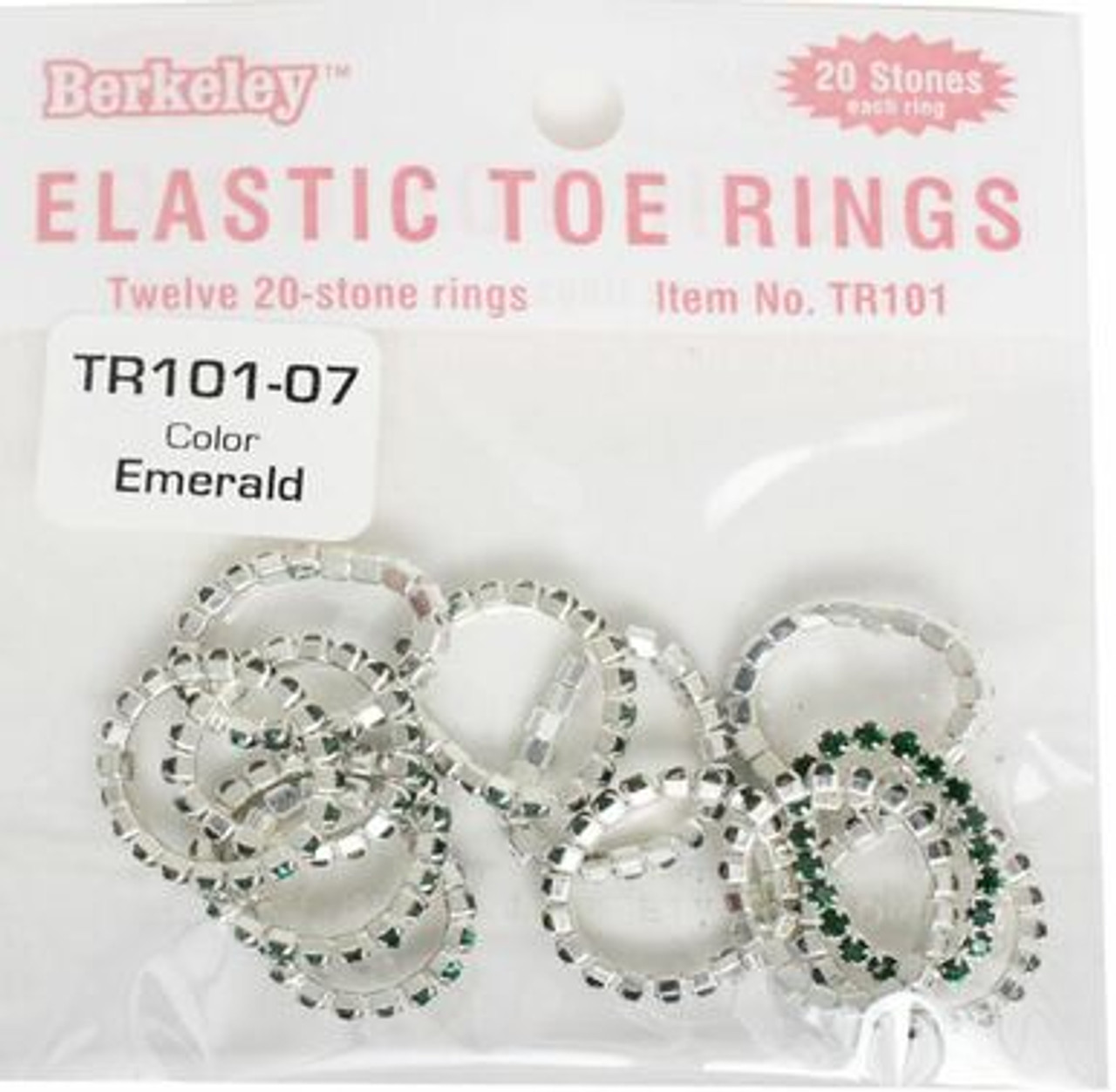 Berkeley Elastic Toe Ring Emerald {bag of 12 rings}