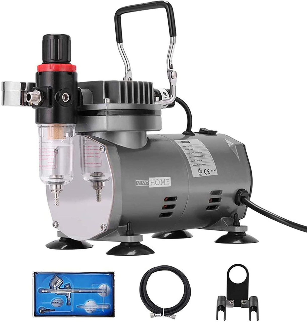 Professional Airbrushing System with 1/5 HP Air Compressor and 1 Airbrush Kit