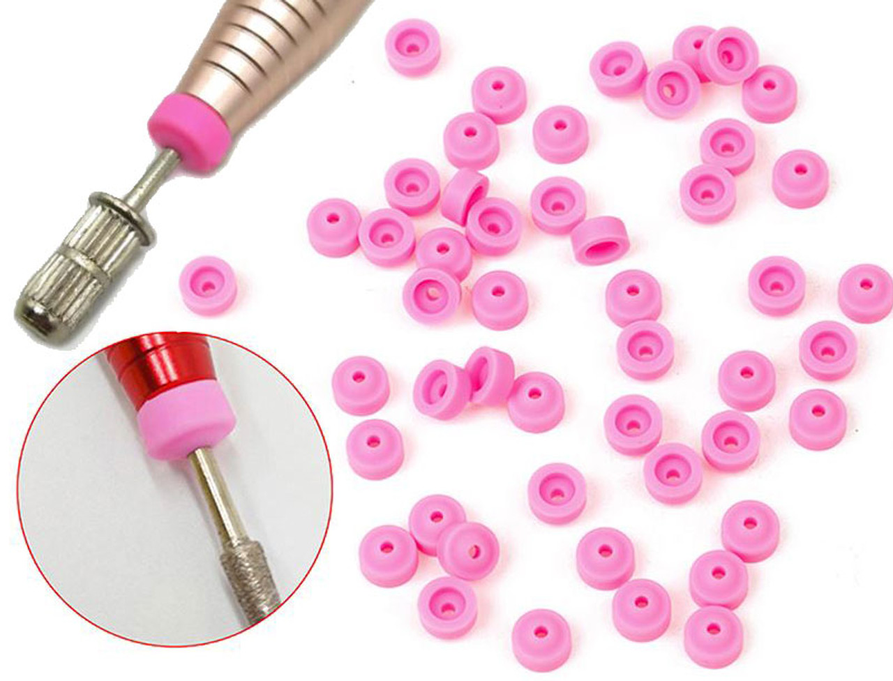 Nail Drill Handpiece Protection Pink Caps Used on 3/32" Carbide Bit