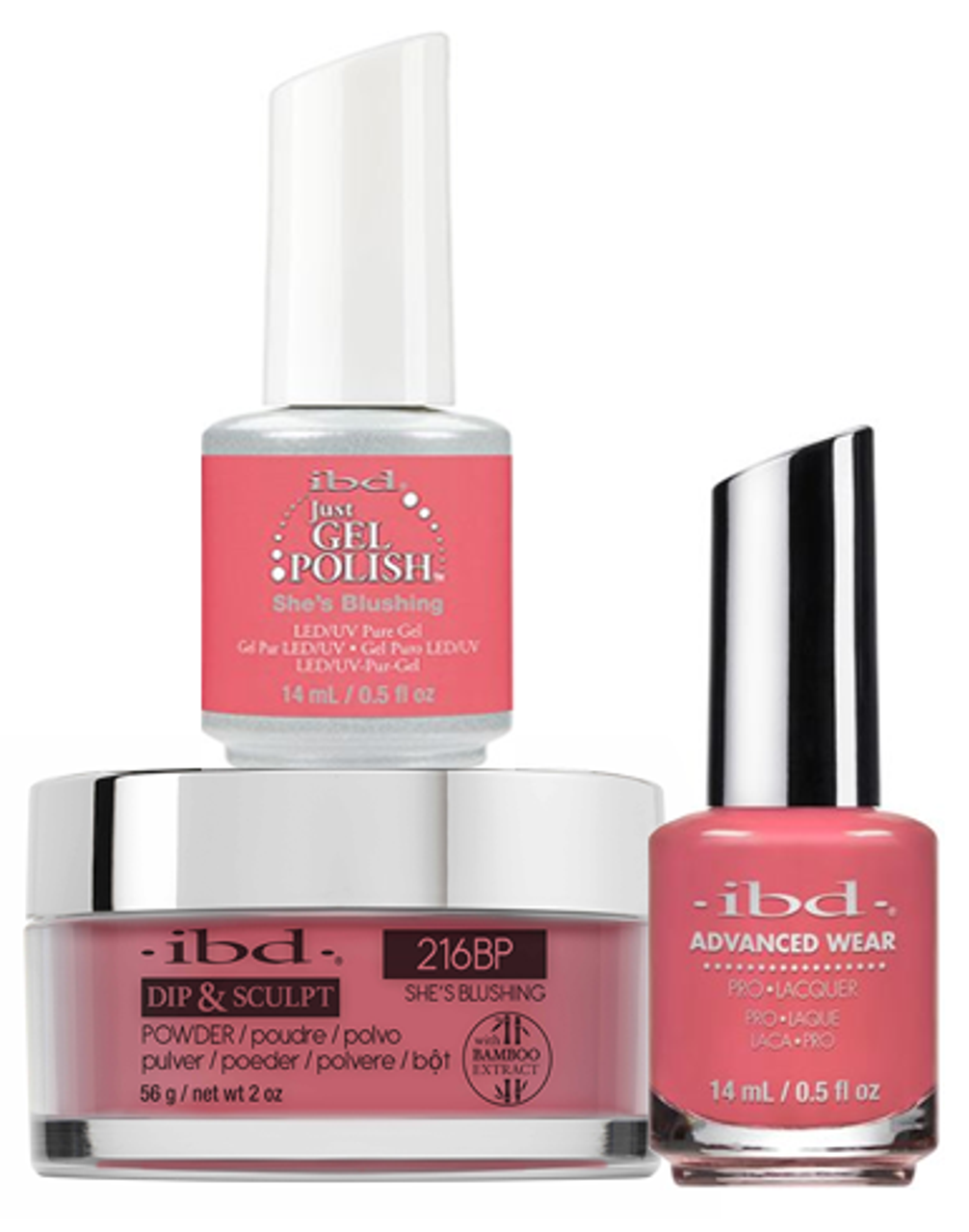 ibd Gel & Dip & Lacquer Trio Set She's Blushing